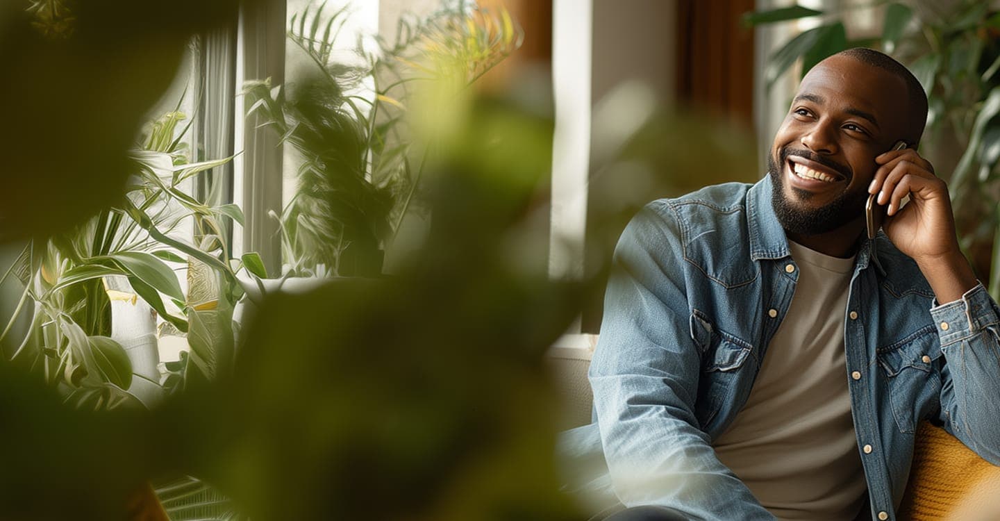 A friendly therapist on a warm, welcoming phone call
