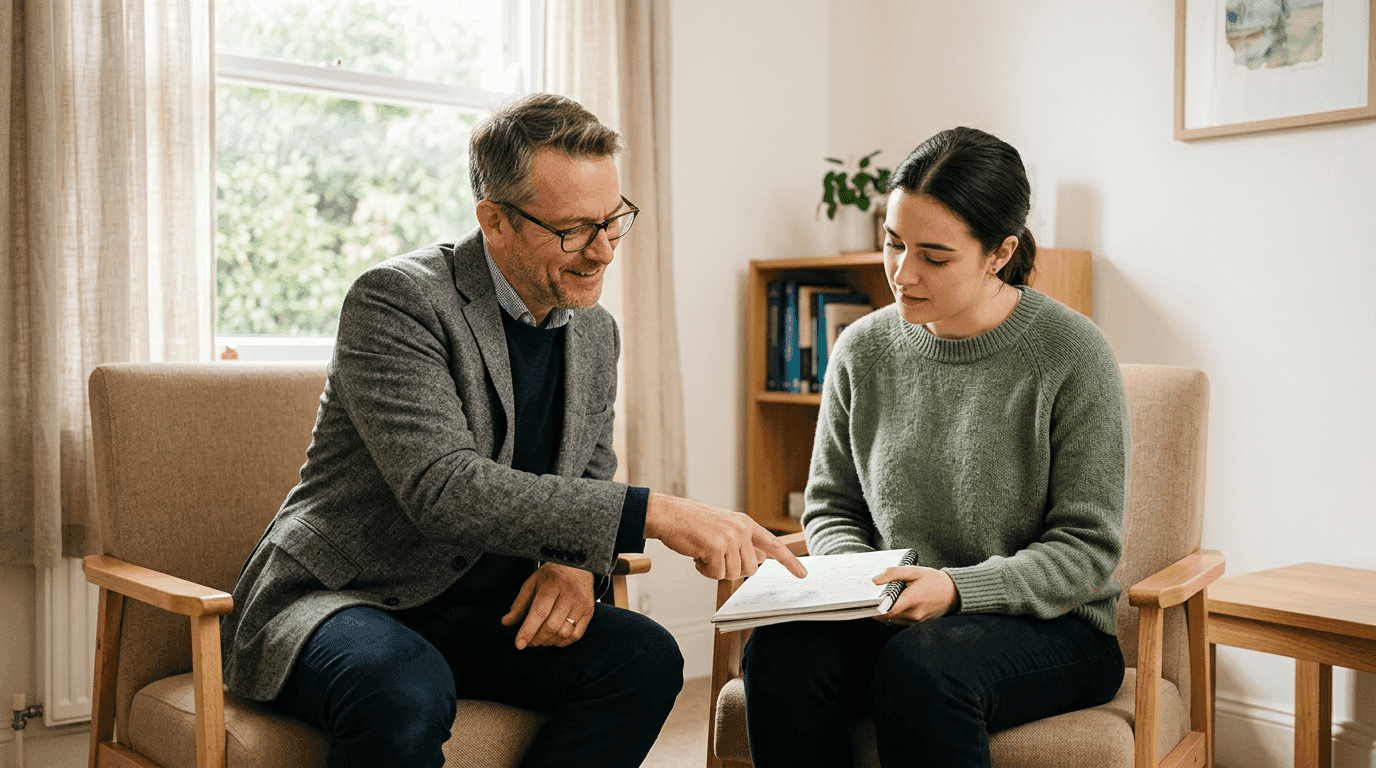 A physician and psychotherapist discussing their respective roles within a psychedelic-assisted therapy clinical team in Canada