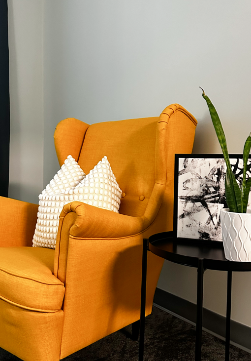 Cozy Therapy room at New Track Selfcare -psychedelic therapy London clinic