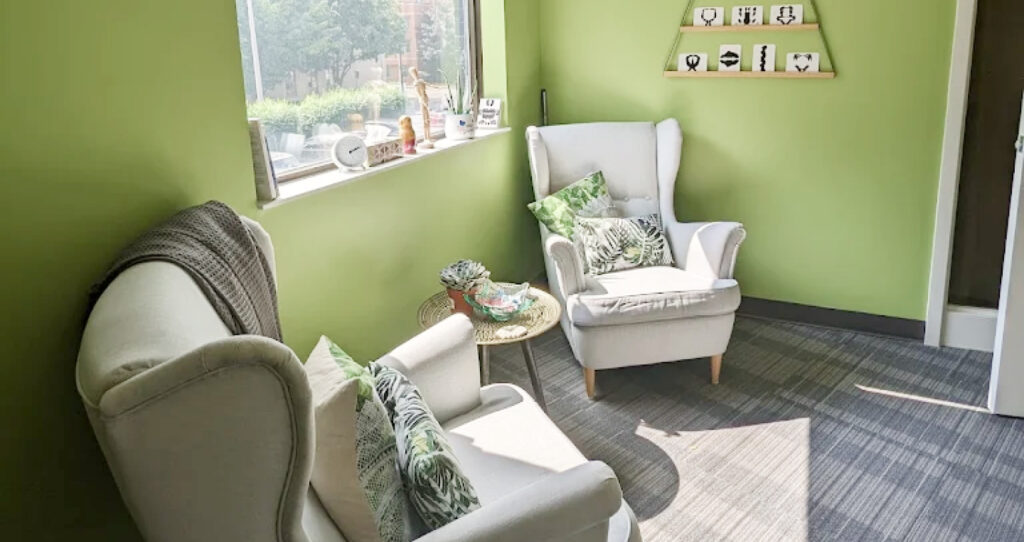A cozy herapy room of Access Therapy - Psychedelic Therapy, Ontario