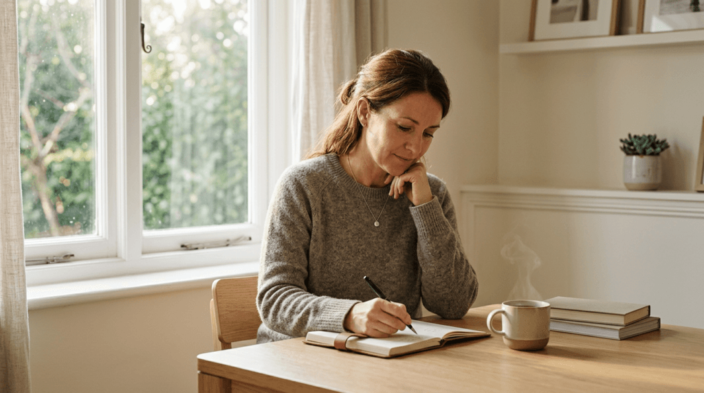 A patient in Canada journaling and reflecting as part of the integration process following a psychedelic-assisted therapy session